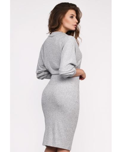 Платье миди на запАх цвета сильвер 35080, Цвет: Серый, Размер: XS, изображение 3