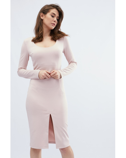 Рожева міді-сукня з ефектним розрізом 32630, Колір: Світло-рожевий, Розмір: XS, зображення 2