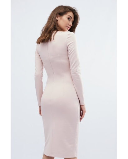 Рожева міді-сукня з ефектним розрізом 32630, Колір: Світло-рожевий, Розмір: XS, зображення 4