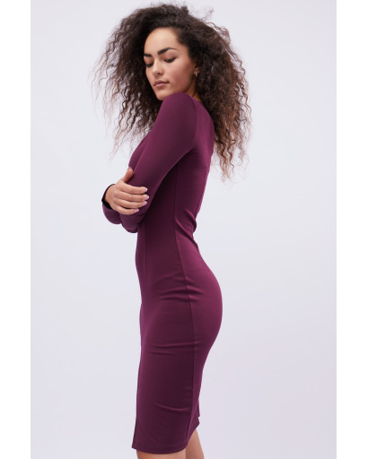 Міді-сукня марсала з ефектним розрізом 32632, Колір: Бургунді, Розмір: XS, зображення 3