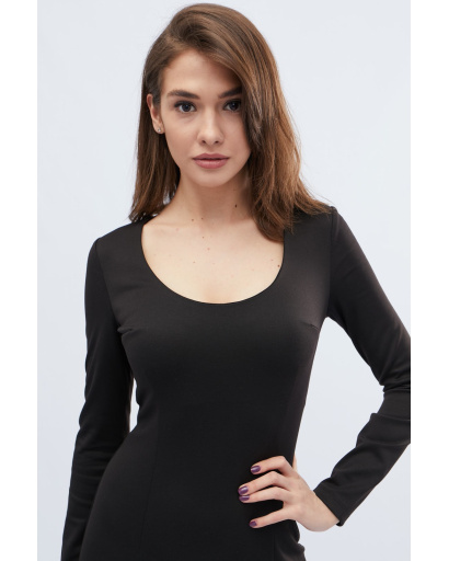 Чорна міді-сукня з ефектним розрізом 32633, Колір: Чорний, Розмір: L, зображення 3