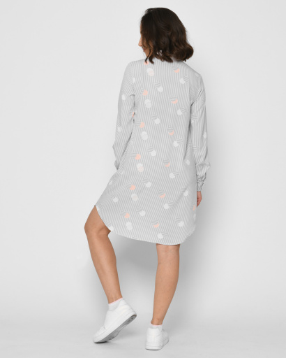 Літня сукня-сорочка з принтом у смужку та горох 32781, Колір: Сірий, Розмір: XS, зображення 5