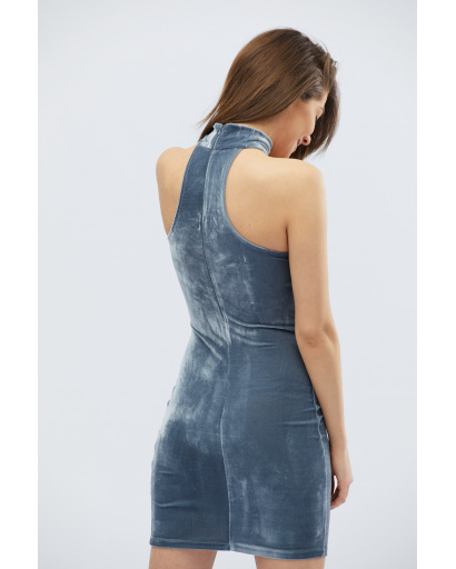 Вельветовое платье бандо с чокером 32496, Цвет: Серый, Размер: XS, изображение 3