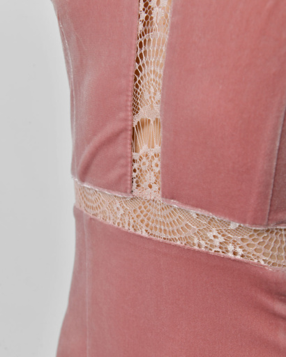 Велюрова сукня на бретелях кольору пудровий 32501, Колір: Пудровий, Розмір: XS, зображення 6