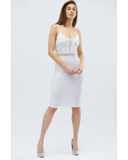 Велюровое платье на бретелях цвет белый 32503, Цвет: Белый, Размер: S, изображение 2