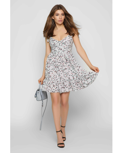 Легка сіра сукня у горох 48836, Колір: Сірий, Розмір: XS, зображення 2