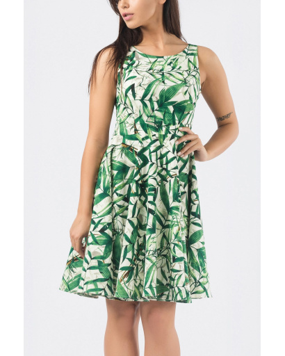 Літня сукня з бавовни 33371, Колір: Зелений, Розмір: XS, зображення 4