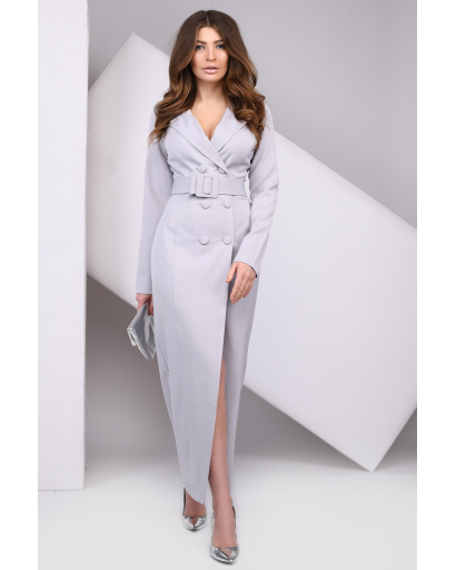 Платье пиджак с разрезом 35084, Цвет: Серый, Размер: S, изображение 2