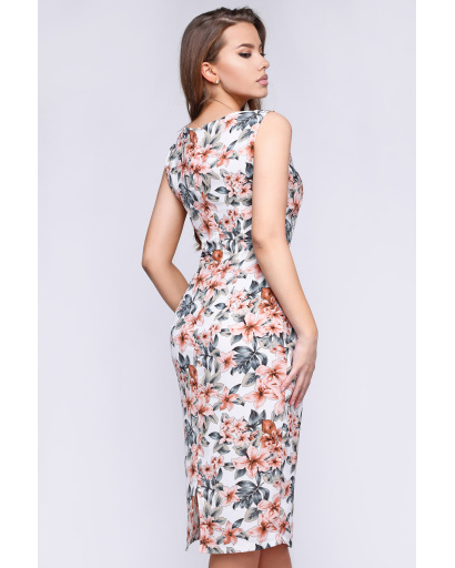 Летнее платье с цветочным принтом 35742, Цвет: Бежевый, Размер: S, изображение 3