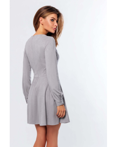 Замшева сіра сукня бебі дол з зав'язками 34672, Колір: Сірий, Розмір: M, зображення 3