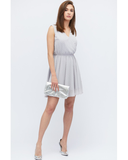 Легкое серое платье с юбкой-солнце 32836, Цвет: Серый, Размер: M, изображение 2