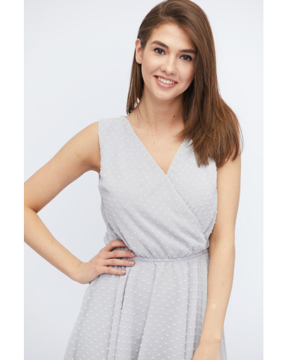 Легкое серое платье с юбкой-солнце 32836, Цвет: Серый, Размер: M, изображение 3