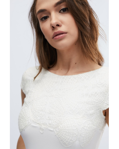 Сукня футляр молочного кольору 32775, Колір: Молочний, Розмір: S, зображення 2