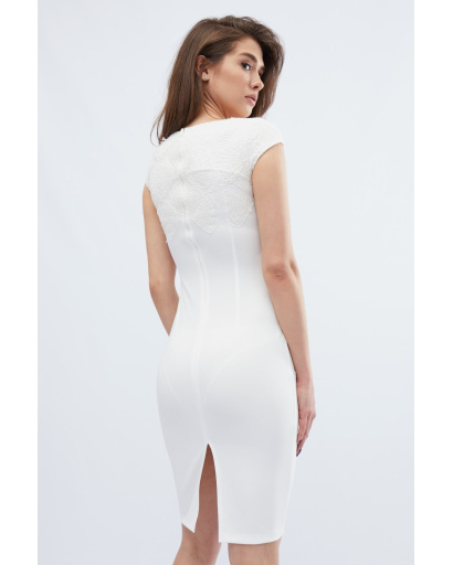 Сукня футляр молочного кольору 32775, Колір: Молочний, Розмір: S, зображення 3