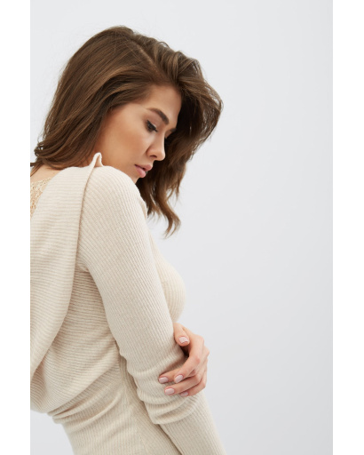 Трикотажна сукня з мереживною спинкою 31920, Колір: Пудровий, Розмір: L, зображення 4