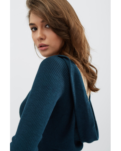 Трикотажна сукня з мереживною спинкою 31921, Колір: Морська хвиля, Розмір: L, зображення 3