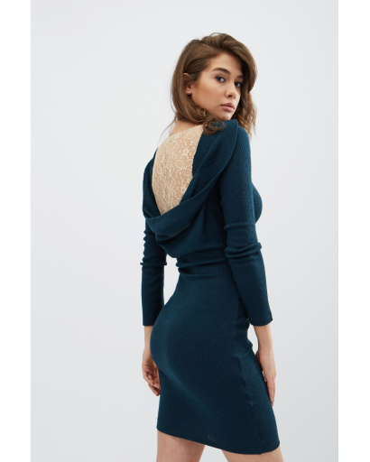 Трикотажна сукня з мереживною спинкою 31921, Колір: Морська хвиля, Розмір: L, зображення 4