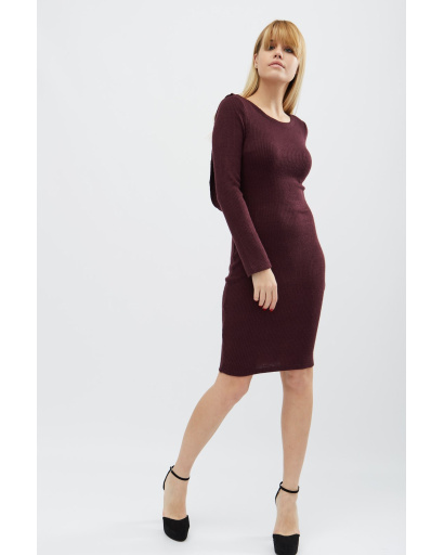 Трикотажна сукня з мереживною спинкою 31922, Колір: Бургунді, Розмір: XS, зображення 2