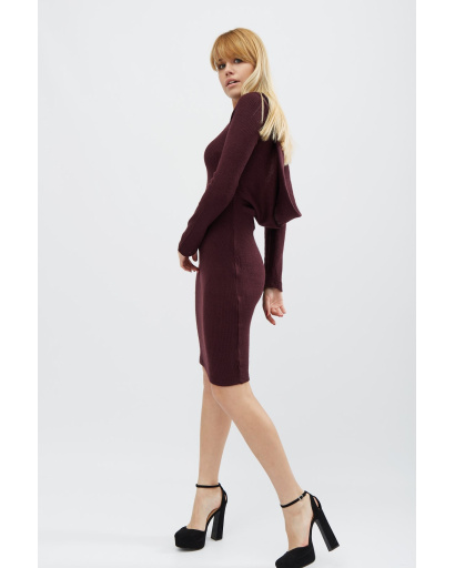 Трикотажна сукня з мереживною спинкою 31922, Колір: Бургунді, Розмір: XS, зображення 4