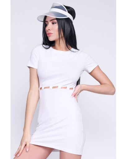 Белое приталенное платье 35751, Цвет: Белый, Размер: XS, изображение 2