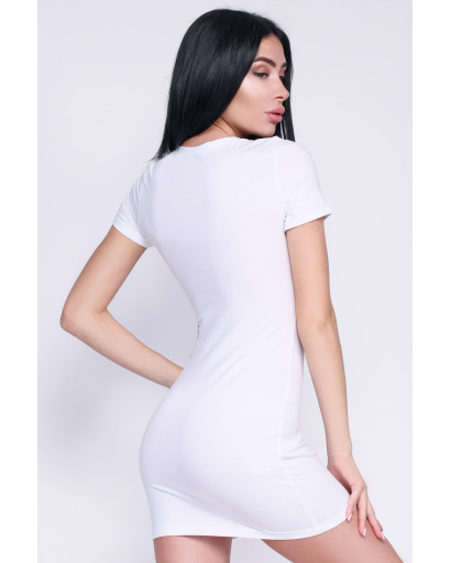 Белое приталенное платье 35751, Цвет: Белый, Размер: XS, изображение 3