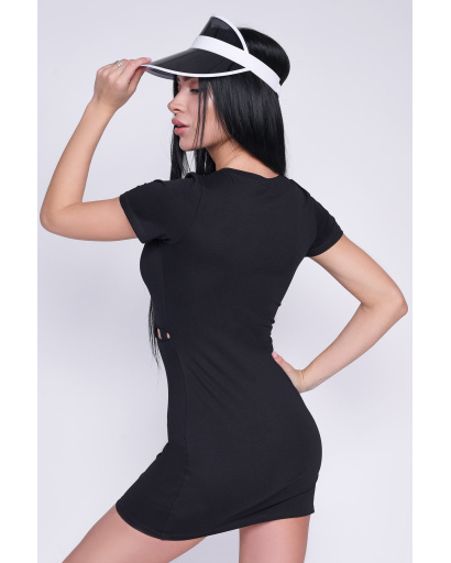 Повсякденна приталена чорна сукня 35752, Колір: Чорний, Розмір: XS, зображення 3