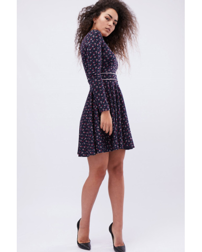 Синя сукня в квітку 32607, Колір: Синій, Розмір: XS, зображення 2