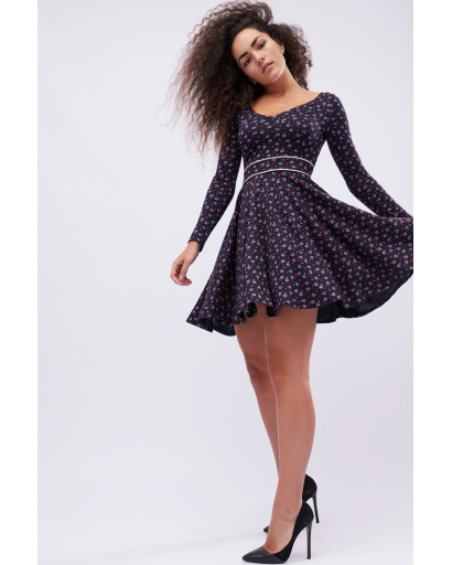 Синя сукня в квітку 32607, Колір: Синій, Розмір: XS, зображення 3