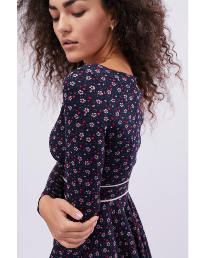 Синя сукня в квітку 32607, Колір: Синій, Розмір: XS, зображення 5