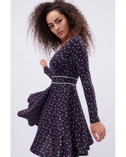 Синя сукня в квітку 32607, Колір: Синій, Розмір: XS, зображення 7