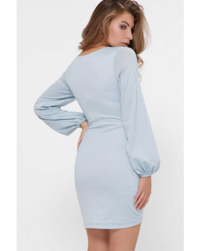 Блискуча бірюзова сукня з широким рукавом 36240, Колір: Бірюзовий, Розмір: S, зображення 3