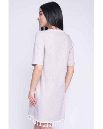 Жіноча сукня з пензликами 35861, Колір: Сірий, Розмір: S, зображення 3