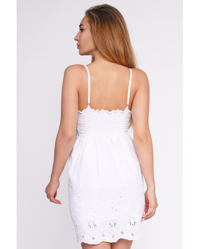 Біла сукня приталеного силуету з мереживом 33783, Колір: Білий, Розмір: XS, зображення 3