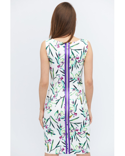 Молочное платье миди с цветочным принтом 32803, Цвет: Молочний, Размер: XS, изображение 4