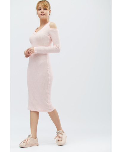 Міді сукня з розрізами на плечах 32340, Колір: Рожевий, Розмір: XS, зображення 4