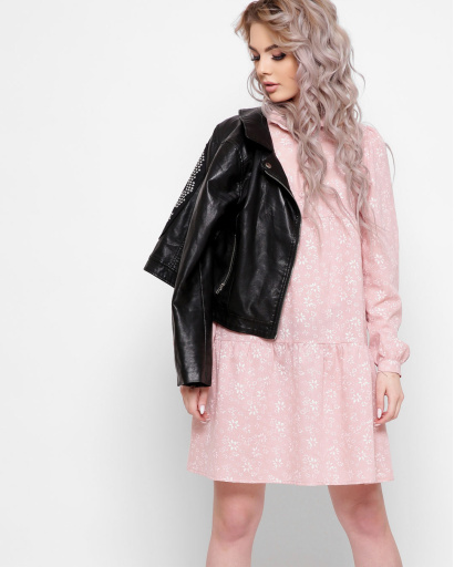 Розовое свободное платье в цветочек 41024, Цвет: Розовый, Размер: XS, изображение 4