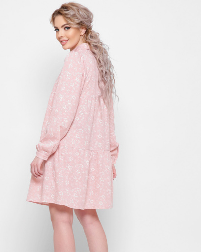Розовое свободное платье в цветочек 41024, Цвет: Розовый, Размер: XS, изображение 5
