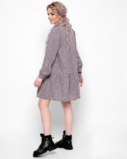 Серое свободное платье в цветочек 41025, Цвет: Серый, Размер: L, изображение 2