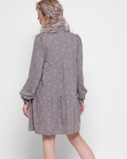 Серое свободное платье в цветочек 41025, Цвет: Серый, Размер: L, изображение 3