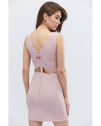 Рожева сукня-футляр з вирізами на спині 32672, Колір: Світло-рожевий, Розмір: XS, зображення 3
