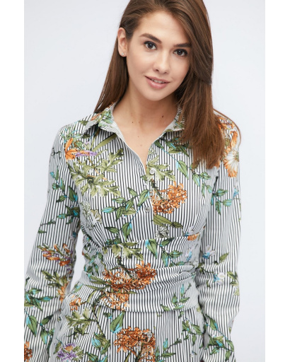 Платье-рубашка с цветочным принтом 32826, Цвет: Серый, Размер: XS, изображение 4