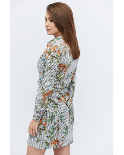 Платье-рубашка с цветочным принтом 32826, Цвет: Серый, Размер: XS, изображение 5
