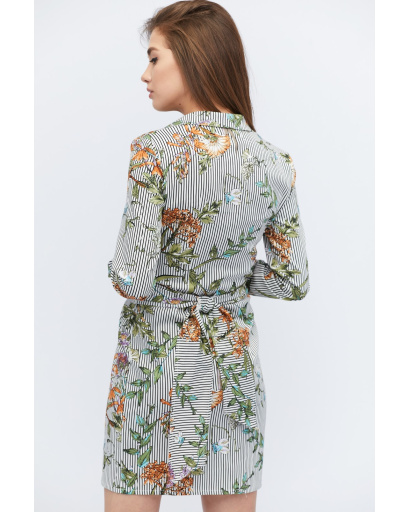 Платье-рубашка с цветочным принтом 32826, Цвет: Серый, Размер: XS, изображение 6