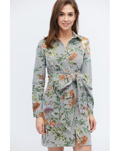 Платье-рубашка с цветочным принтом 32826, Цвет: Серый, Размер: XS, изображение 8