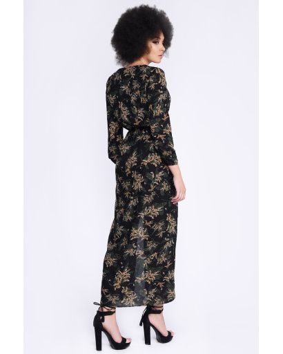 Черное платье-макси с двумя разрезами 35503, Цвет: Черный, Размер: XS, изображение 3