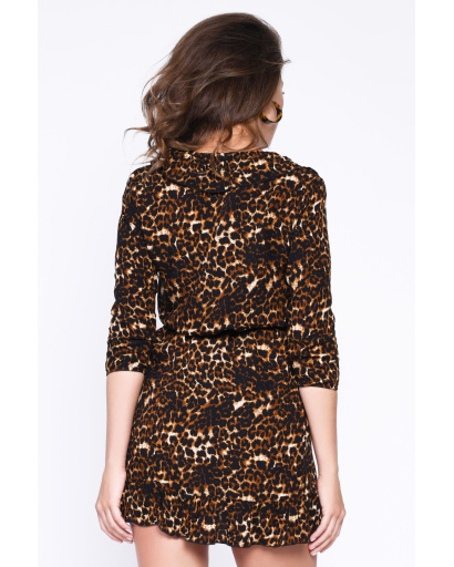 Леопардовое мини-платье на запах 35302, Цвет: Леопард, Размер: XS, изображение 3
