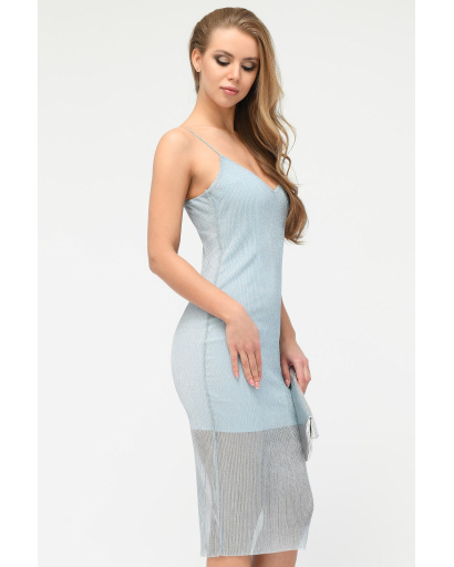 Платье миди с мини плиссе 34777, Цвет: Голубой, Размер: XS, изображение 2