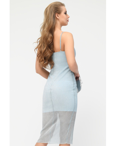 Платье миди с мини плиссе 34777, Цвет: Голубой, Размер: XS, изображение 3