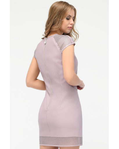 Шкіряна рожева сукня з перфорацією 34778, Колір: Світло-рожевий, Розмір: XS, зображення 3