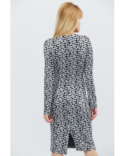 Платье футляр в цветочек цвета черный-серый 15914, Цвет: Серый, Размер: XS, изображение 5